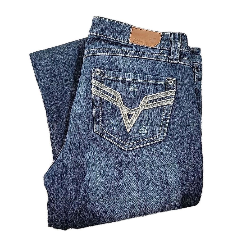 Vigoss Jeans Woman's Size 13 Blue Denim Distressed